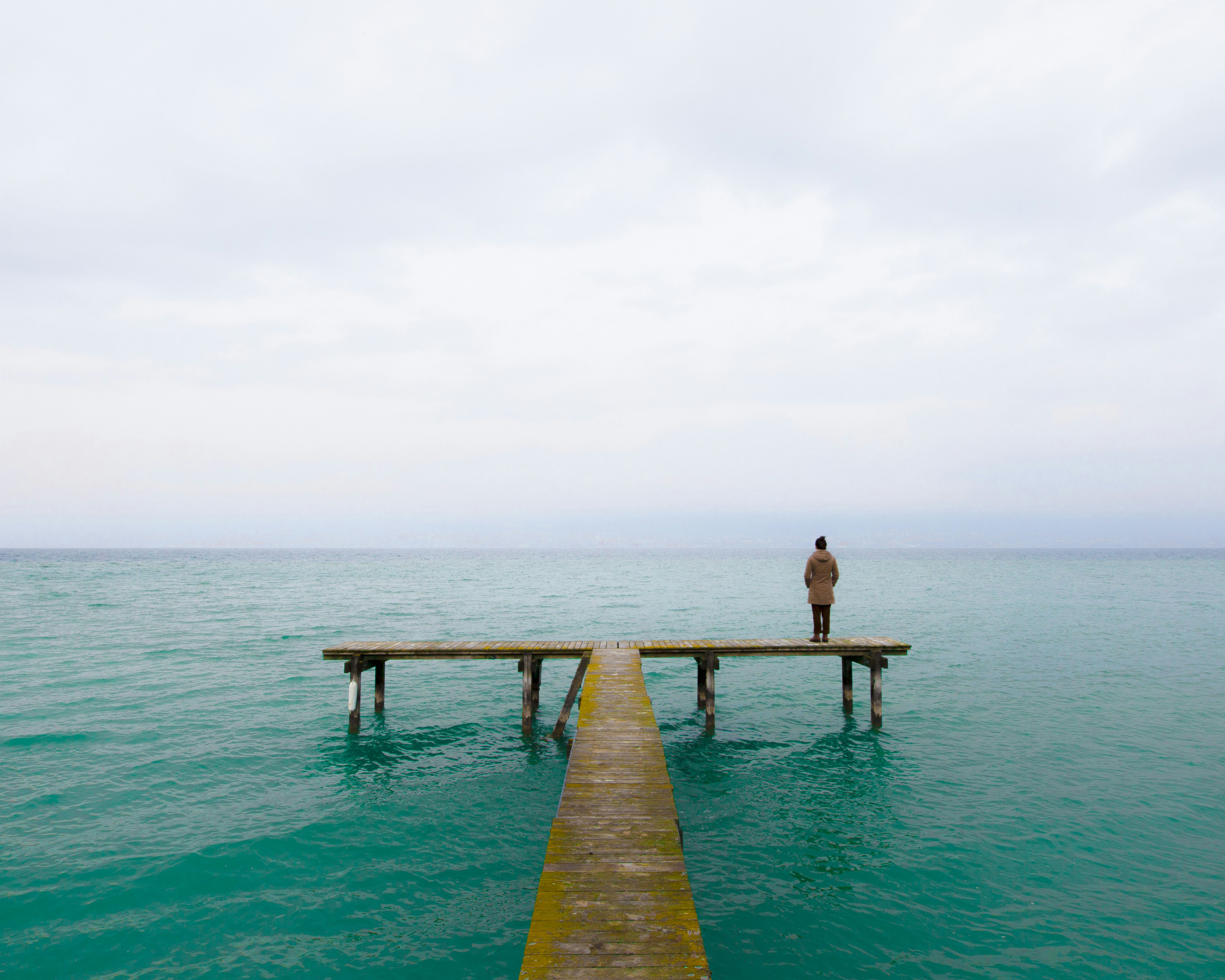 person standing on brown wooden dock during daytime